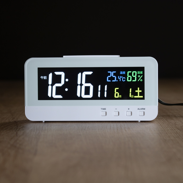 ノア精密 電波時計 置き型 目覚まし時計 多機能 カラーハープ