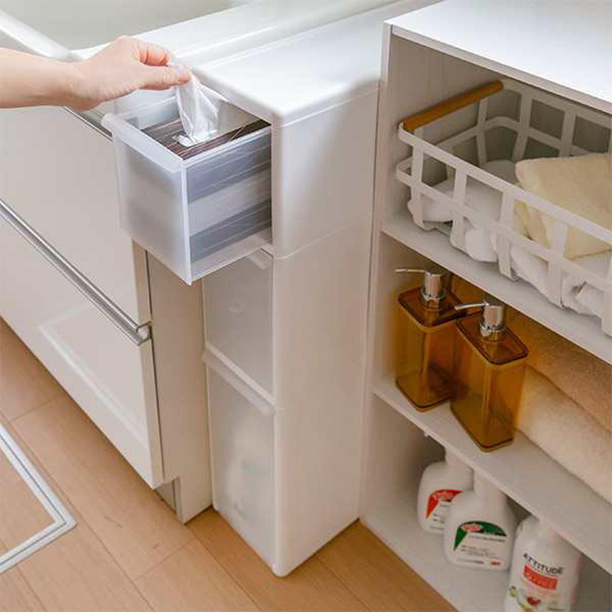 吉川国工業所 隙間収納 洗面所 段差をまたげる隙間ストッカー 3段 幅