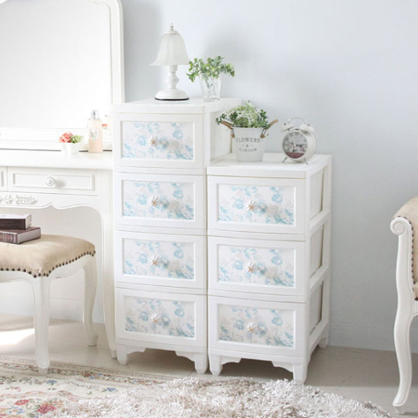 チェスト 4段 ドレスチェンジチェスト アンティーク系 フラワー