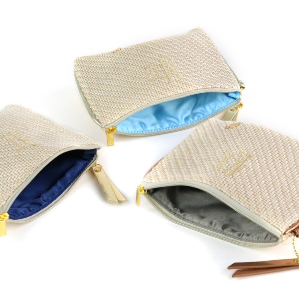 ポーチ Natural イニシャル フラットポーチ 化粧品 収納 （ コスメ