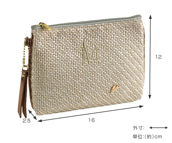 ポーチ Natural イニシャル フラットポーチ 化粧品 収納 （ コスメ