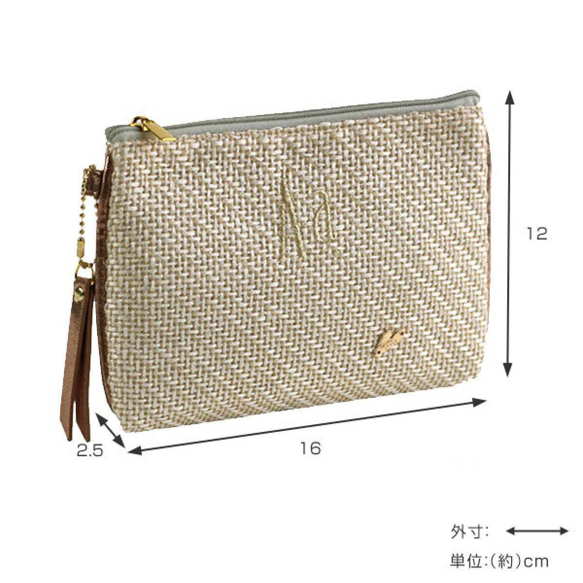 ポーチ Natural イニシャル フラットポーチ 化粧品 収納 （ コスメ