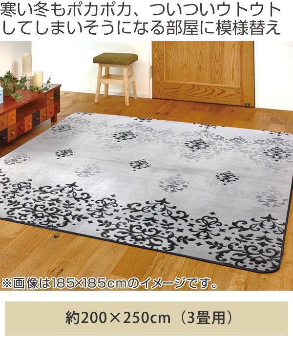 □在庫限り・入荷なし□ ラグ 厚手 3畳 200×250cm 床暖 ホット
