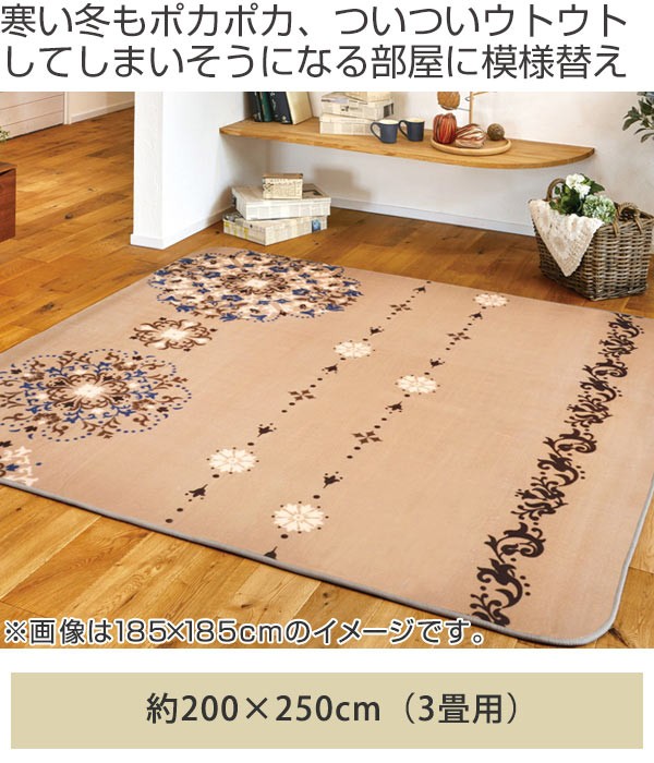 □在庫限り・入荷なし□ ラグ 厚手 3畳 200×250cm 床暖 ホット