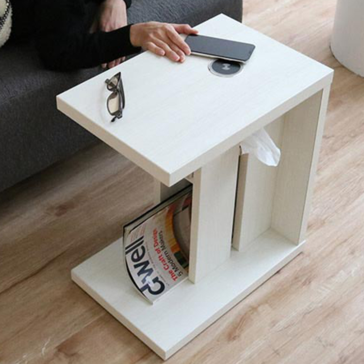 ナイトテーブル アルタ ワイヤレス充電 高さ50cm （ 充電機能 Qi対応