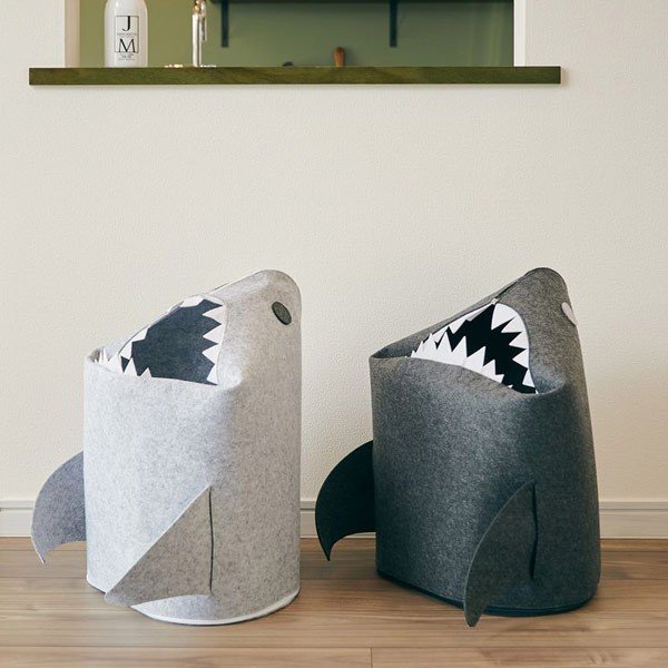 収納ボックス 折りたたみ フェルト ストレージ サメ ダークグレー