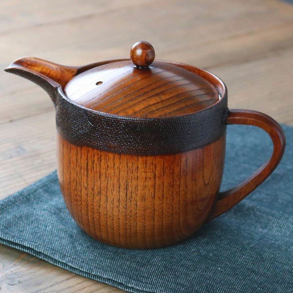 急須 布貼り 大 漆 木製 ティーポット 天然木 食器 （ 木製ポット 漆