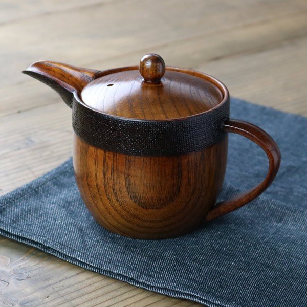 急須 布貼り 小 漆 木製 ティーポット 天然木 食器 （ 木製ポット 漆