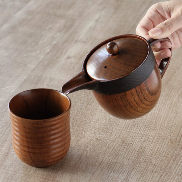 急須 布貼り 小 漆 木製 ティーポット 天然木 食器 （ 木製ポット 漆