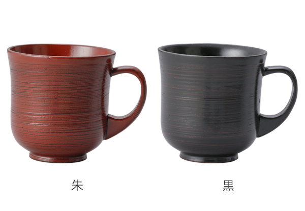 マグカップ 刷毛目 220ml 木製 漆 ティーカップ 天然木 食器 朱