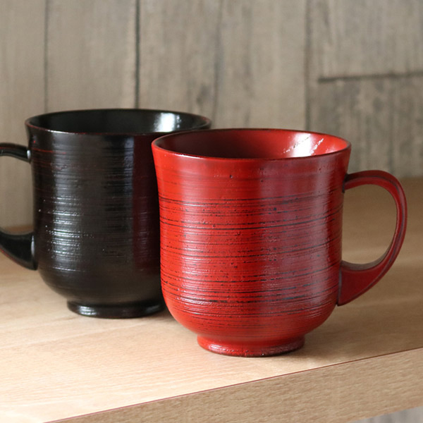 マグカップ 刷毛目 220ml 木製 漆 ティーカップ 天然木 食器 朱