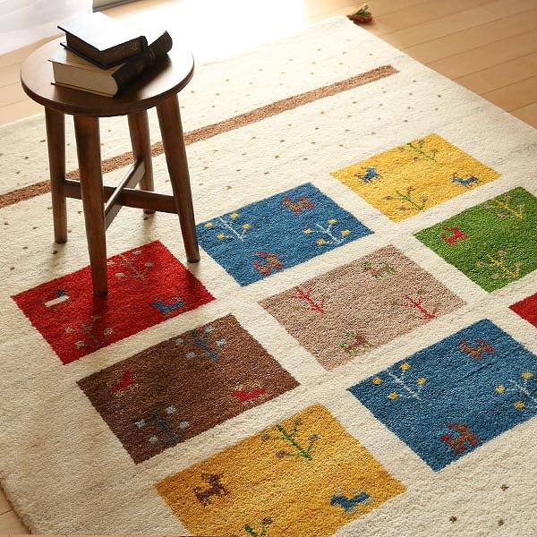 ラグ ラグマット 70×120cm 手織り マット ギャッベ 玄関マット D19