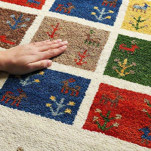 ラグ ラグマット 70×120cm 手織り マット ギャッベ 玄関マット D19 
