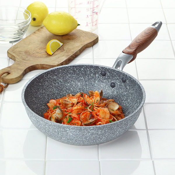 フライパン 24cm 深型 ガス火専用 マーブルフライパン フッ素加工