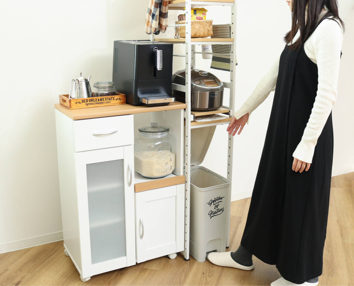 弘益 キッチンラック 幅30cm スライド棚 スチール S字フック3個付き
