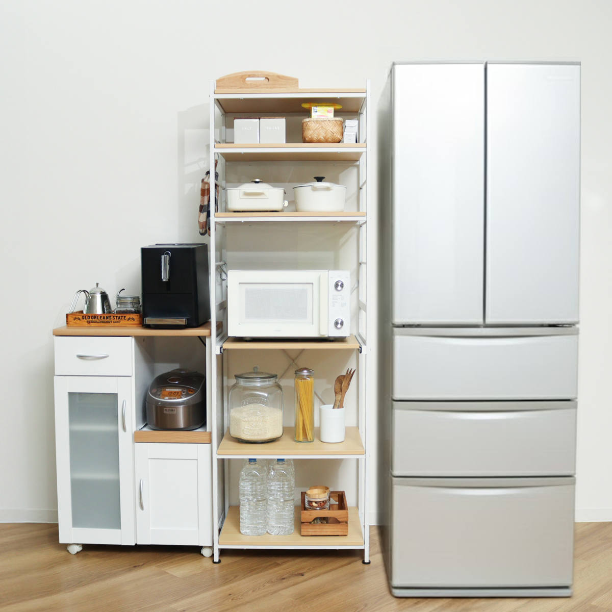 弘益 キッチンラック 幅58cm スライド棚 スチール S字フック3個付き