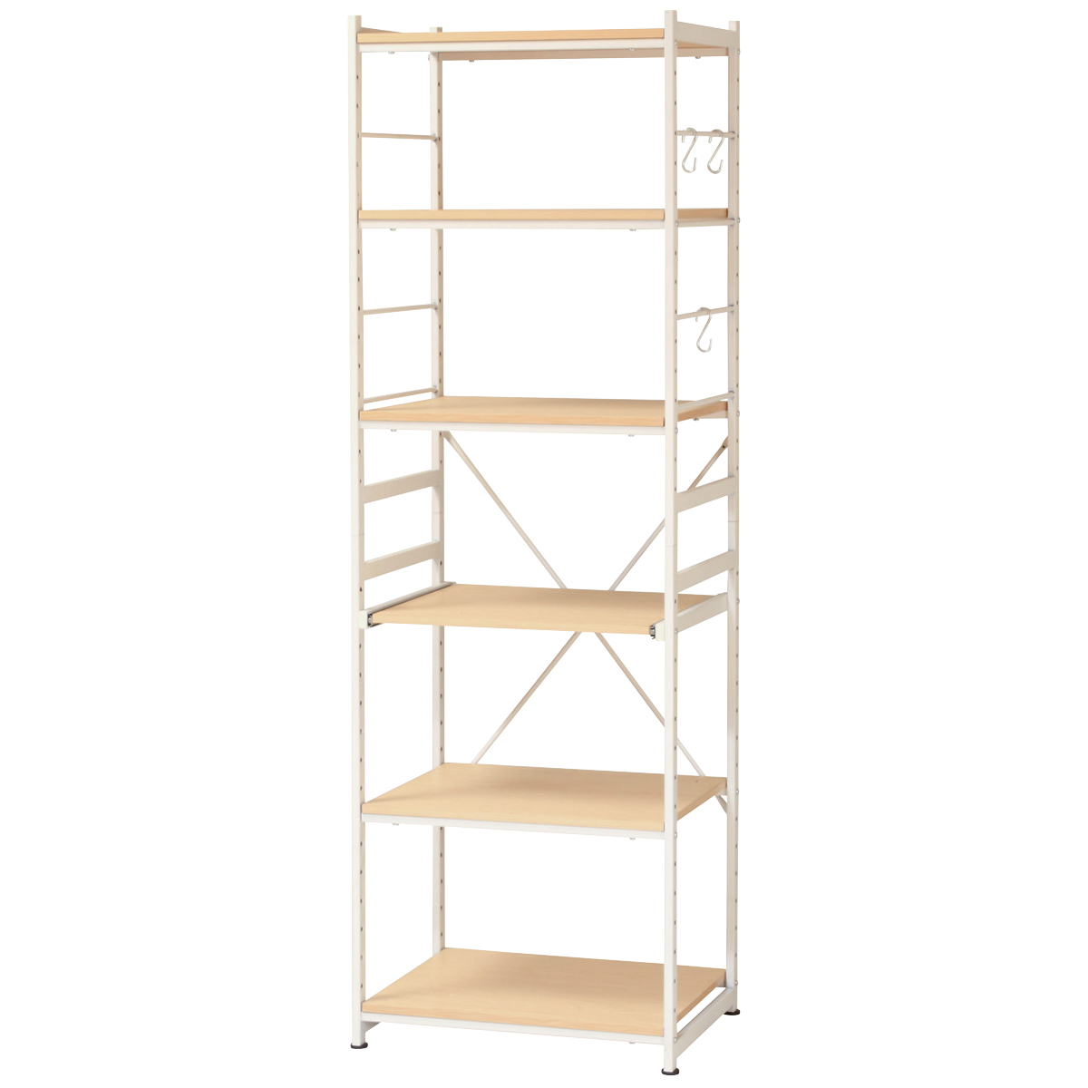 キッチンラック　食器棚 弘益 キッチンラック 幅58cm スライド棚 スチール S字フック3個付き