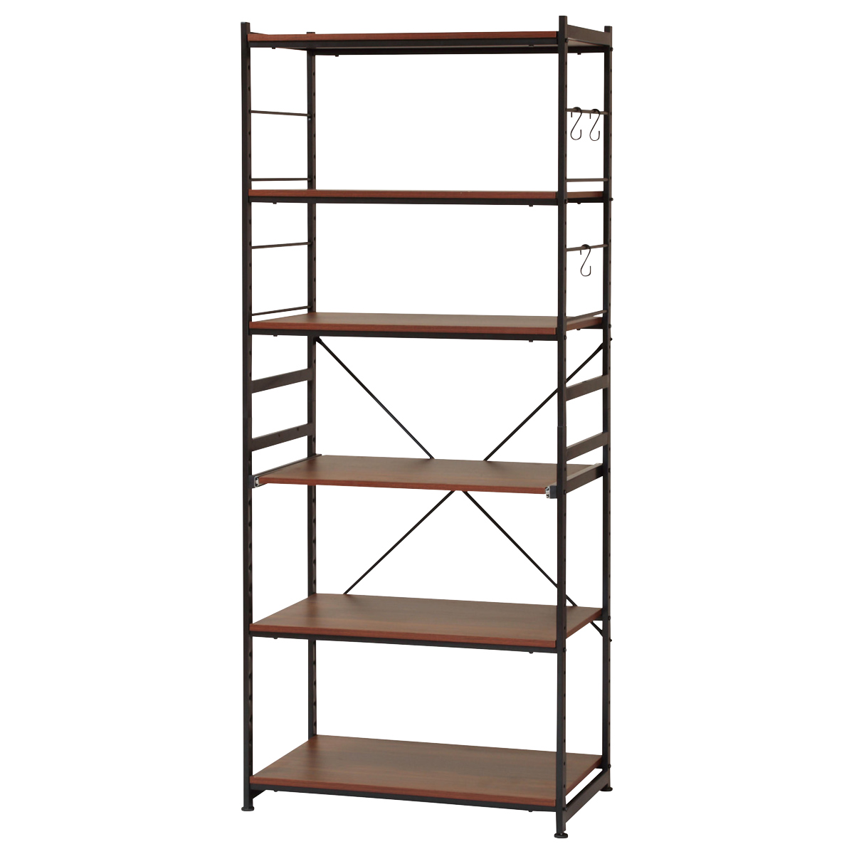 弘益 キッチンラック 幅75cm スライド棚 スチール S字フック3個付き