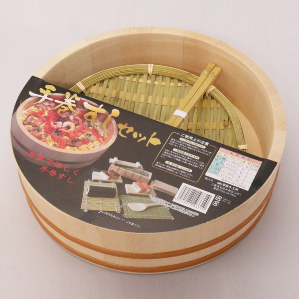 市原木工所 手巻き寿司セット ざる・箸・すし桶・巻寿・しゃもじ付き