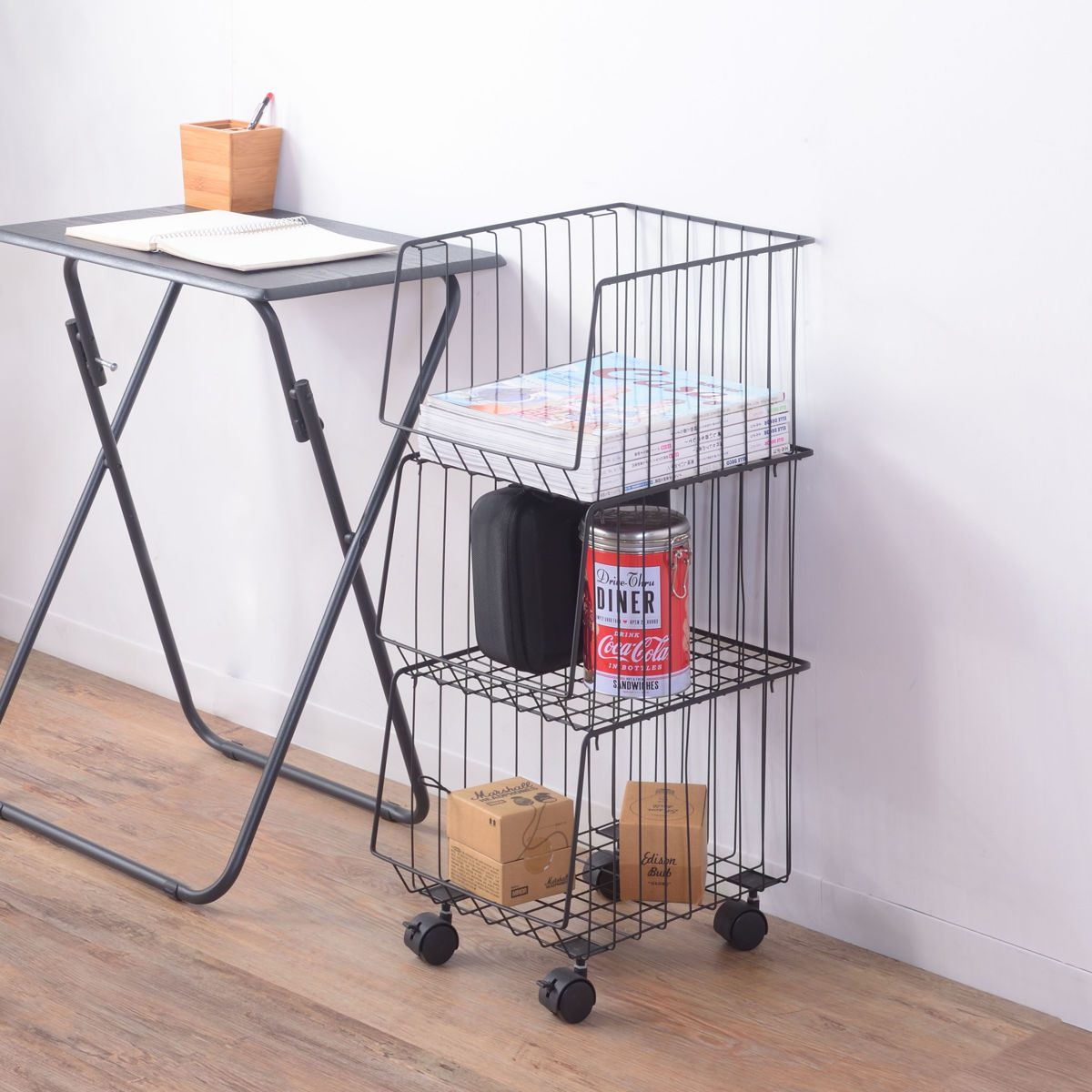 スタッキングワゴン 幅26.5cm 3段 ストッカー キャスター付