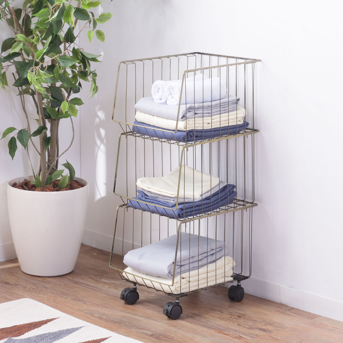 スタッキングワゴン 幅26.5cm 3段 ストッカー キャスター付