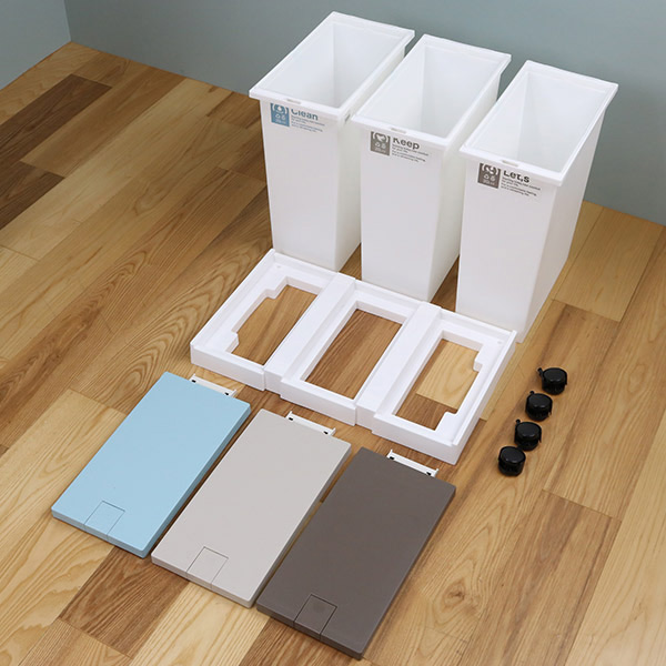 新輝合成 ゴミ箱 60L 3分別 台座付タッチペール パッキン付 （ ごみ箱