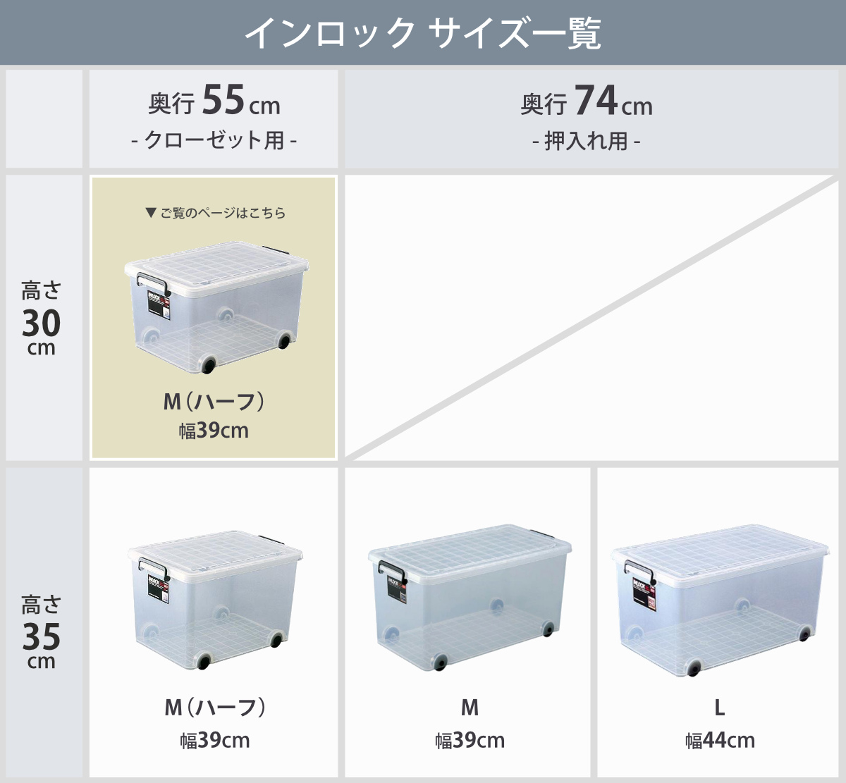 天馬 収納ケース 衣装ケース クローゼット用 インロック 300M（ハーフ