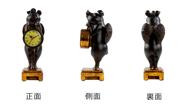 置き時計 ぶたのオブジェ時計 アナログ アンティーク （ 置時計 時計