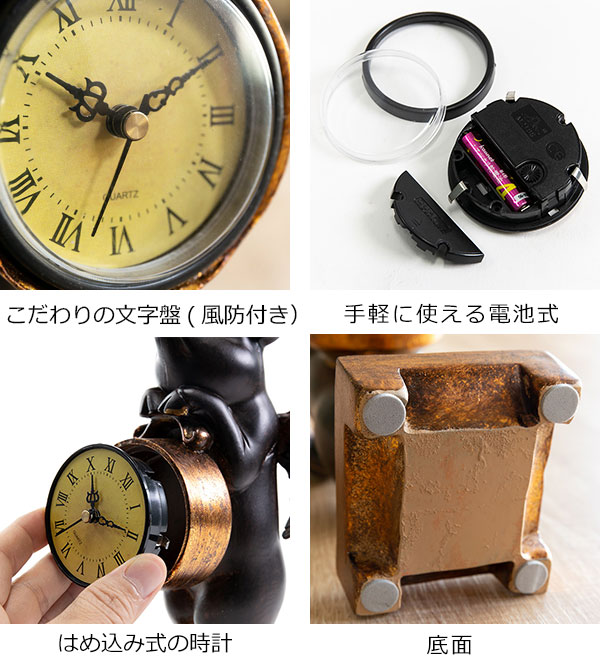 置き時計 ぶたのオブジェ時計 アナログ アンティーク （ 置時計 時計