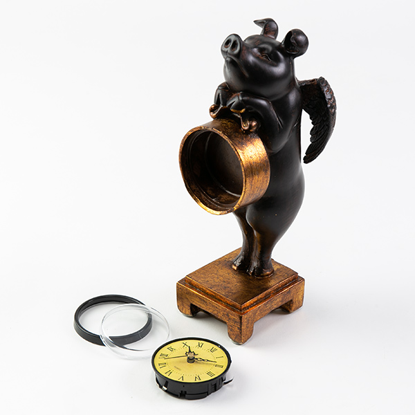 置き時計 ぶたのオブジェ時計 アナログ アンティーク （ 置時計 時計