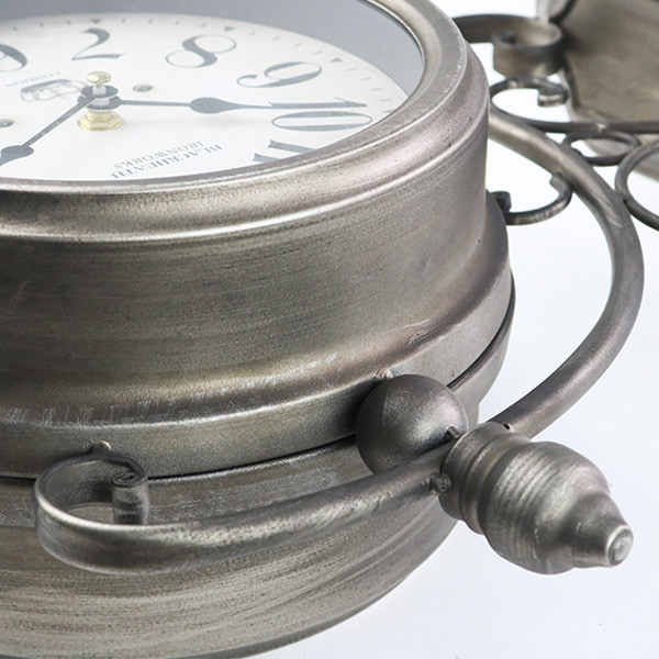 掛け時計 ウォールクロック アンティーク 両面 ブロンズ 幅39cm