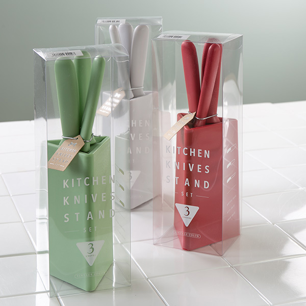 ヤクセル（YAXELL） 包丁 ミニキッチンナイフ スタンドセット 3本組