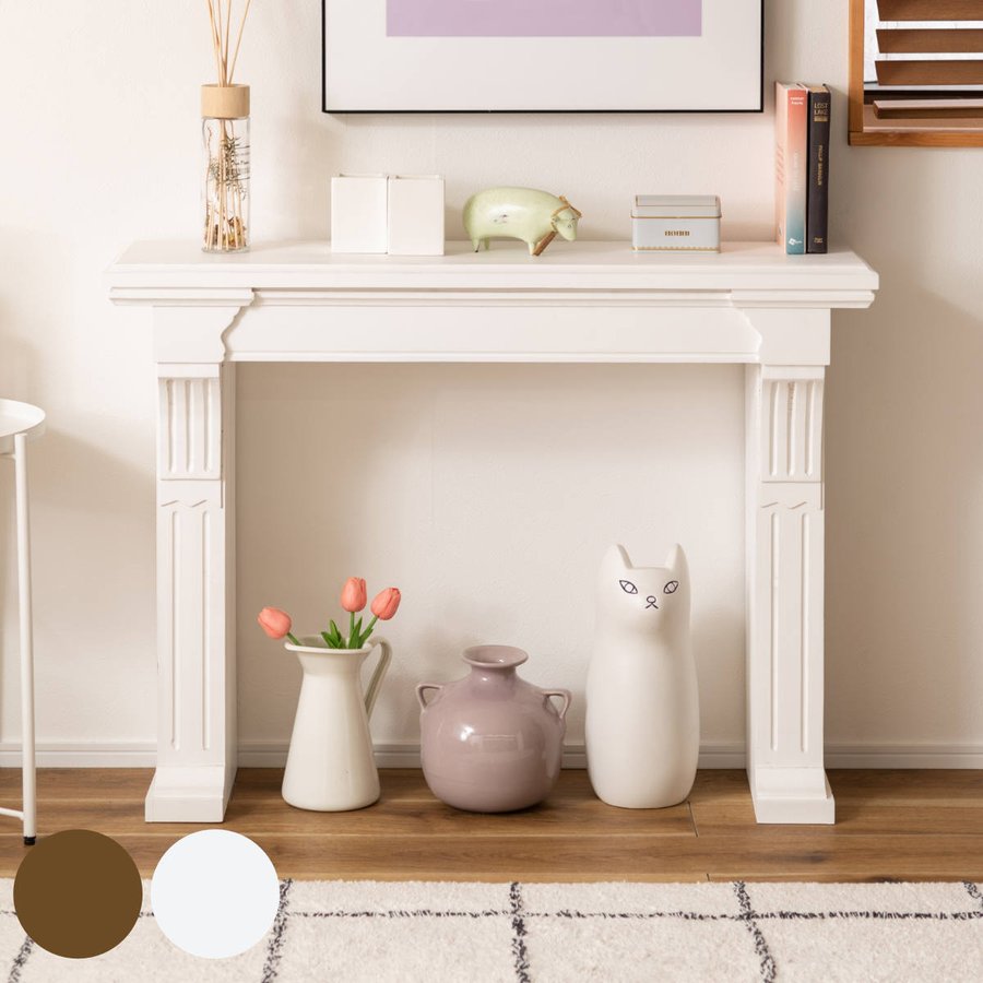 マントルピース 幅100cm 天然木 アンティーク調 （ 飾り棚