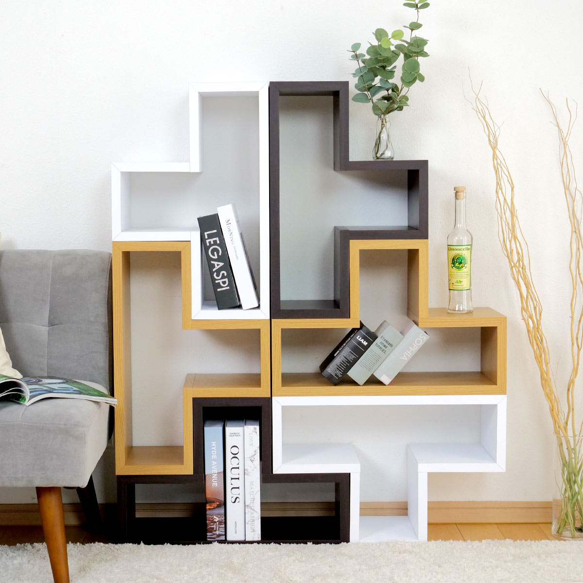 東谷 オープンラック 3個セット パズルラック 凸型 幅54cm （ 多目的