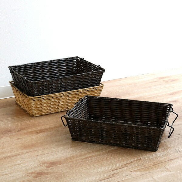 バスケット 幅36×奥行26×高さ20cm WICKER BASKET シェルフ L 前開き 