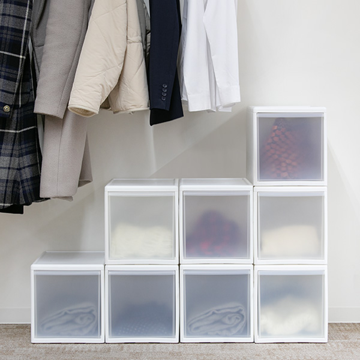 収納ケース ミディ L 幅26×奥行47×高さ28cm プラスチック 引き出し 収納 同色4個セット （ 収納ボックス 衣装 ケース ボックス 日本製 クローゼット収納 ）_21