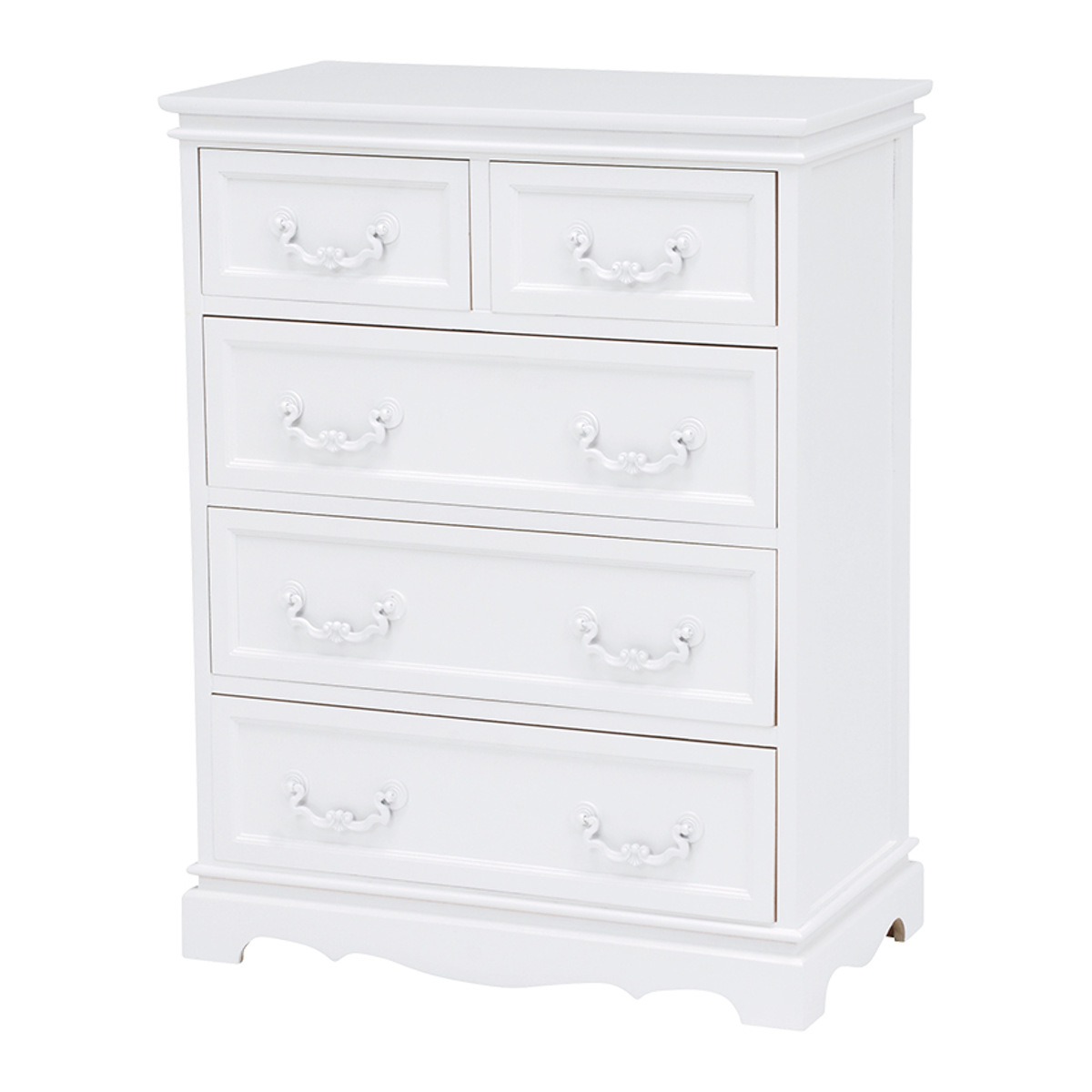 チェスト 4段 木製 カントリー調 シャビーウッド 幅60cm （ 姫系 白