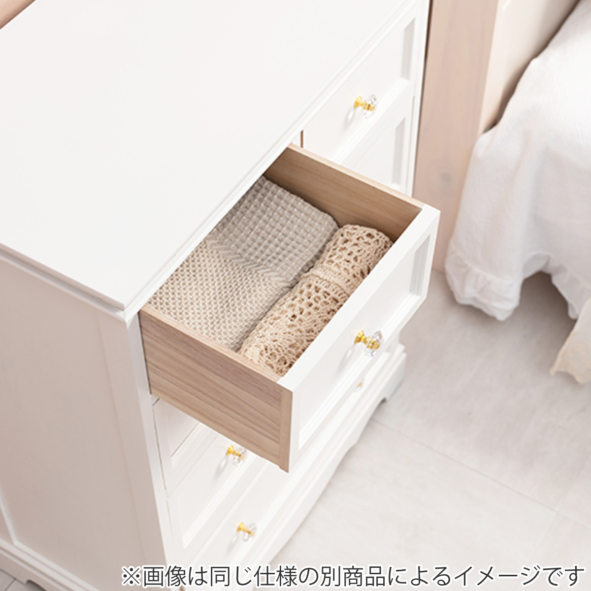 チェスト 4段 木製 カントリー調 シャビーウッド 幅60cm （ 姫系 白