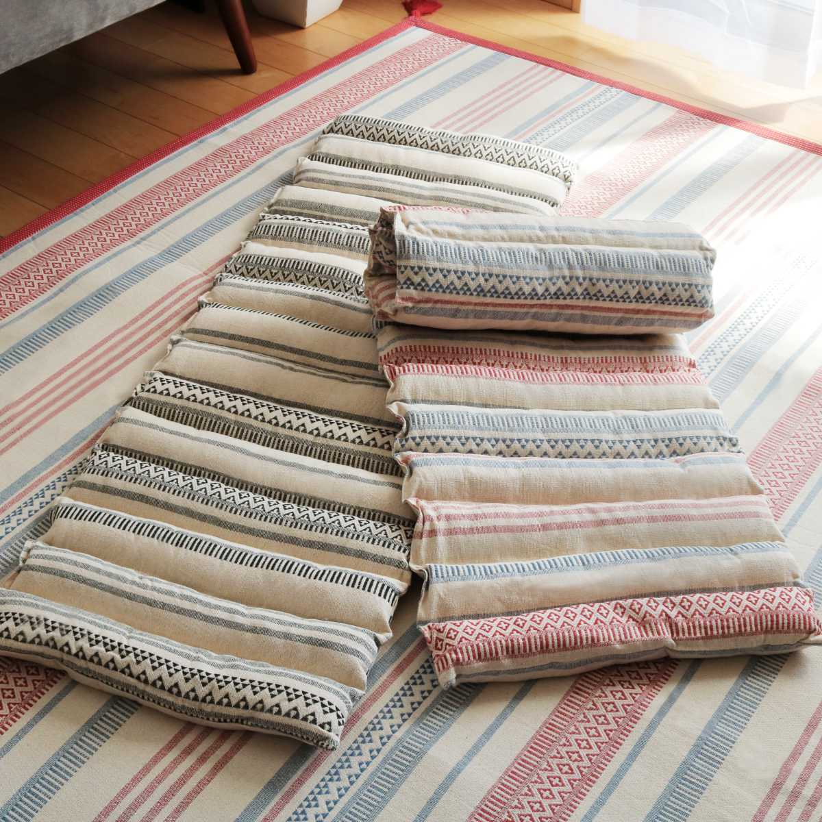 クッション TERRA テラ インド綿 ロングクッション 120×43cm レッド