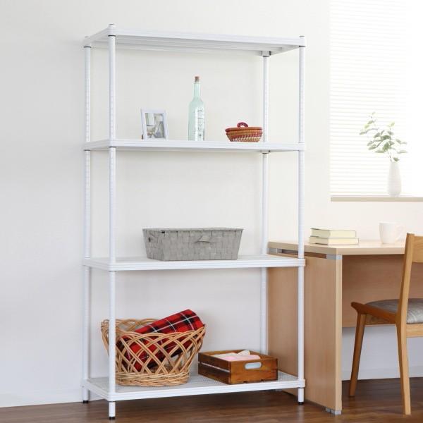 在庫限り・入荷無し）スチールラック 4段 メタルメッシュラック 幅90cm