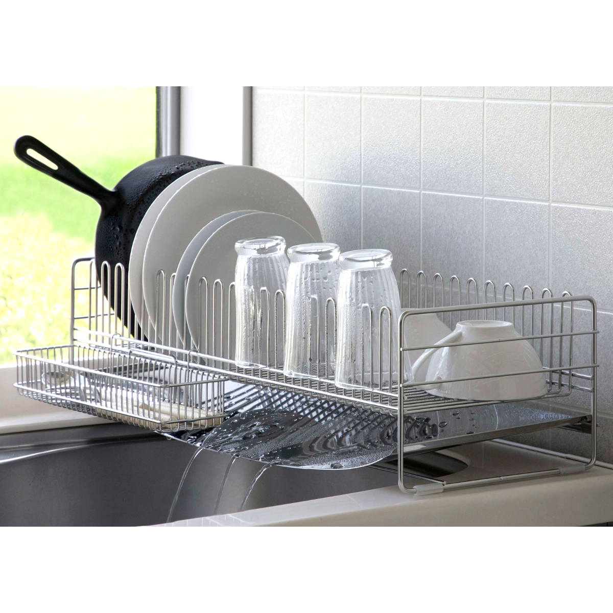 下村企販 水切りラック TSUBAME 水切りバスケット ロングワイド