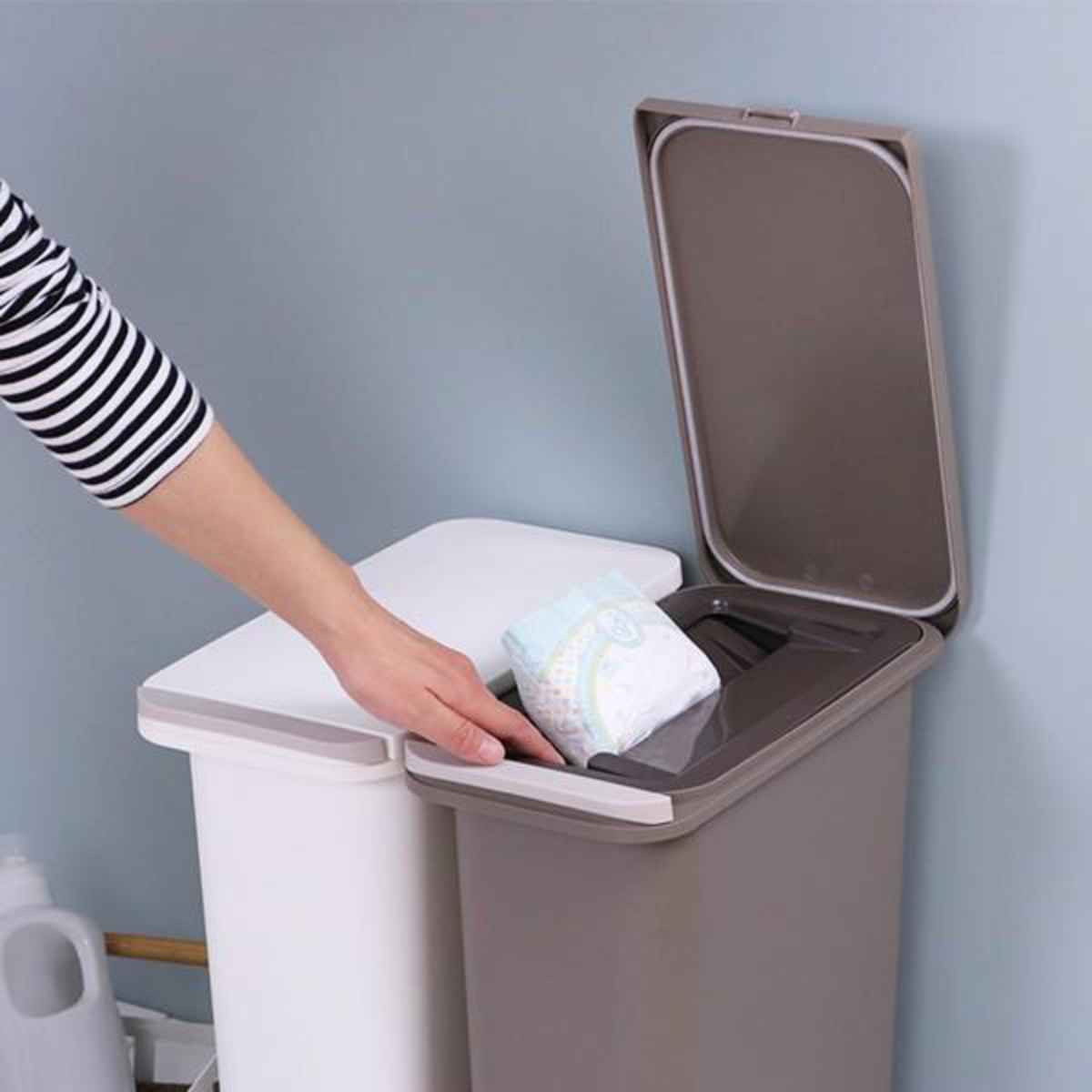 ゴミ箱 中フタ付き 21L パッキン付き 開けても防臭 スリム （ ごみ箱