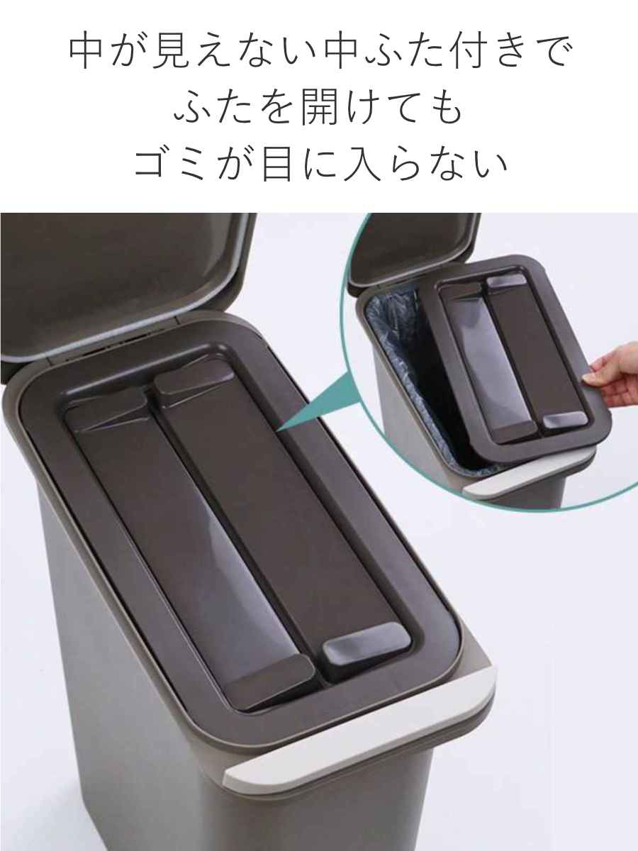 新品未使用品蓋ふたフタ付メッシュごみ箱 ゴミ箱 中フタ付き 21L パッキン付き 開けても防臭 スリム （ ごみ箱