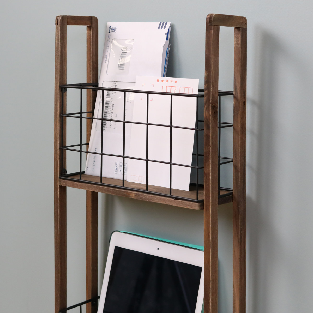 昭和レトロ！ 【横向きの犬】 ワイヤースリッパラック 高さ約７１㎝ ちどり産業 スリッパラック スリム 木製 杉 バスケット アンティーク調