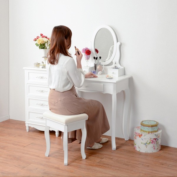 ドレッサーセット スツール付 猫脚 ロマンチック 幅70cm （ ドレッサー