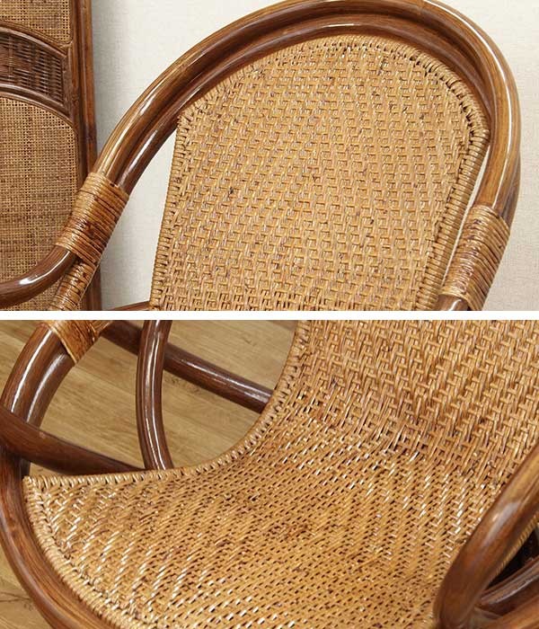 籐 回転座椅子 チェア クッション付 ラタン製 籐家具 座面高38cm