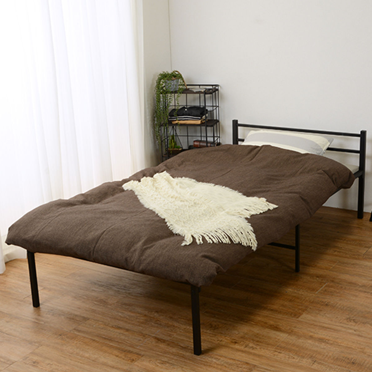 スチールベッド シングル メッシュ床 シンプル モノトーン （ ベット