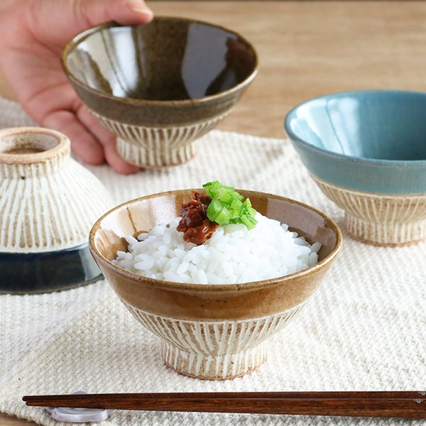 茶碗 180ml 塗分 櫛目像眼 和食器 美濃焼 陶器 小さめ （ お茶椀