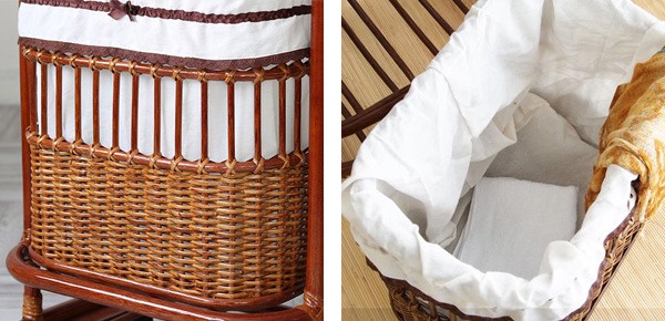 籐 ランドリーラック バスケットラック キャスター付 ラタン家具 幅