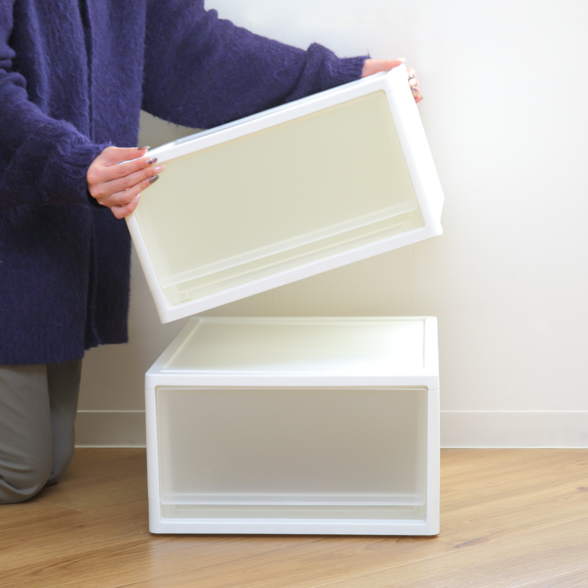 収納ケース ストラ 74-S 幅39×奥行74×高さ18cm 押入れ収納 プラスチック 引き出し 日本製 同色2個セット （ 収納ボックス 収納 ケース ボックス 押入れ ） | JEJアステージ | 15